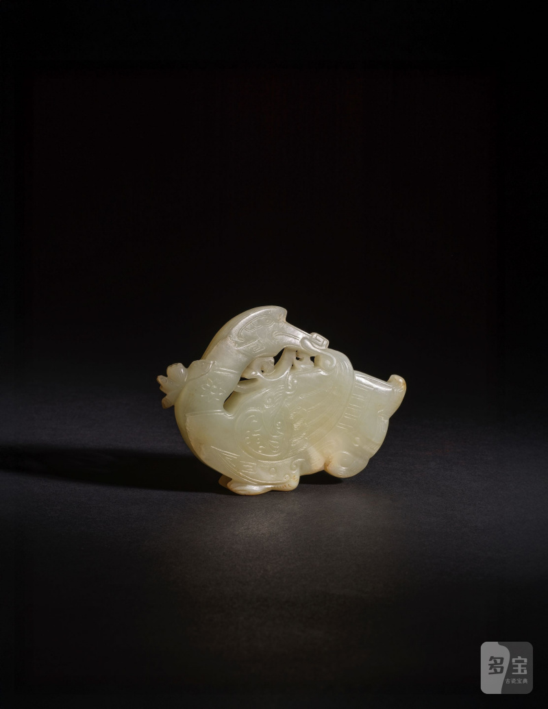 清 十八世紀 青玉銜蓮寶鴨 | CANARD EN JADE CÉLADON SCULPTÉ - 图8